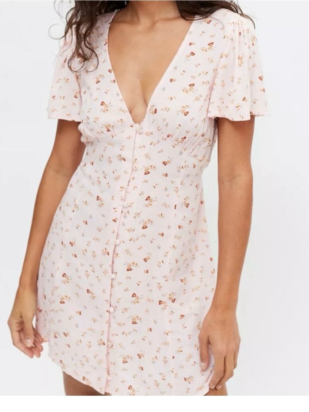 Billabong Pink Floral Button-Front Mini Dress
